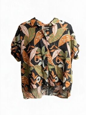 C&C California 100% Linen Leaf Button-Up Shirt – Medium